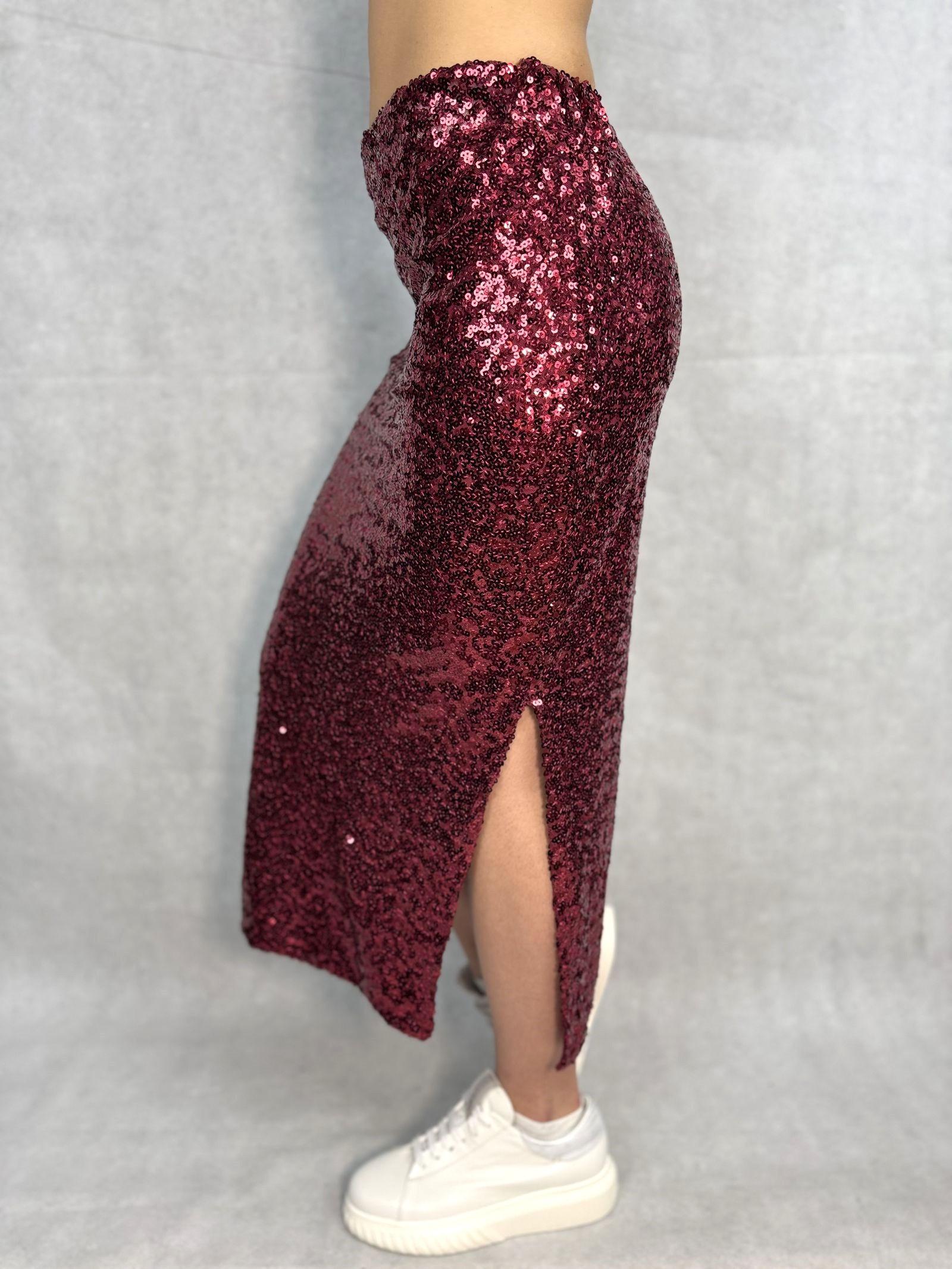 Gonna midi con paillettes MK14E-150 ROSSO OFELIA