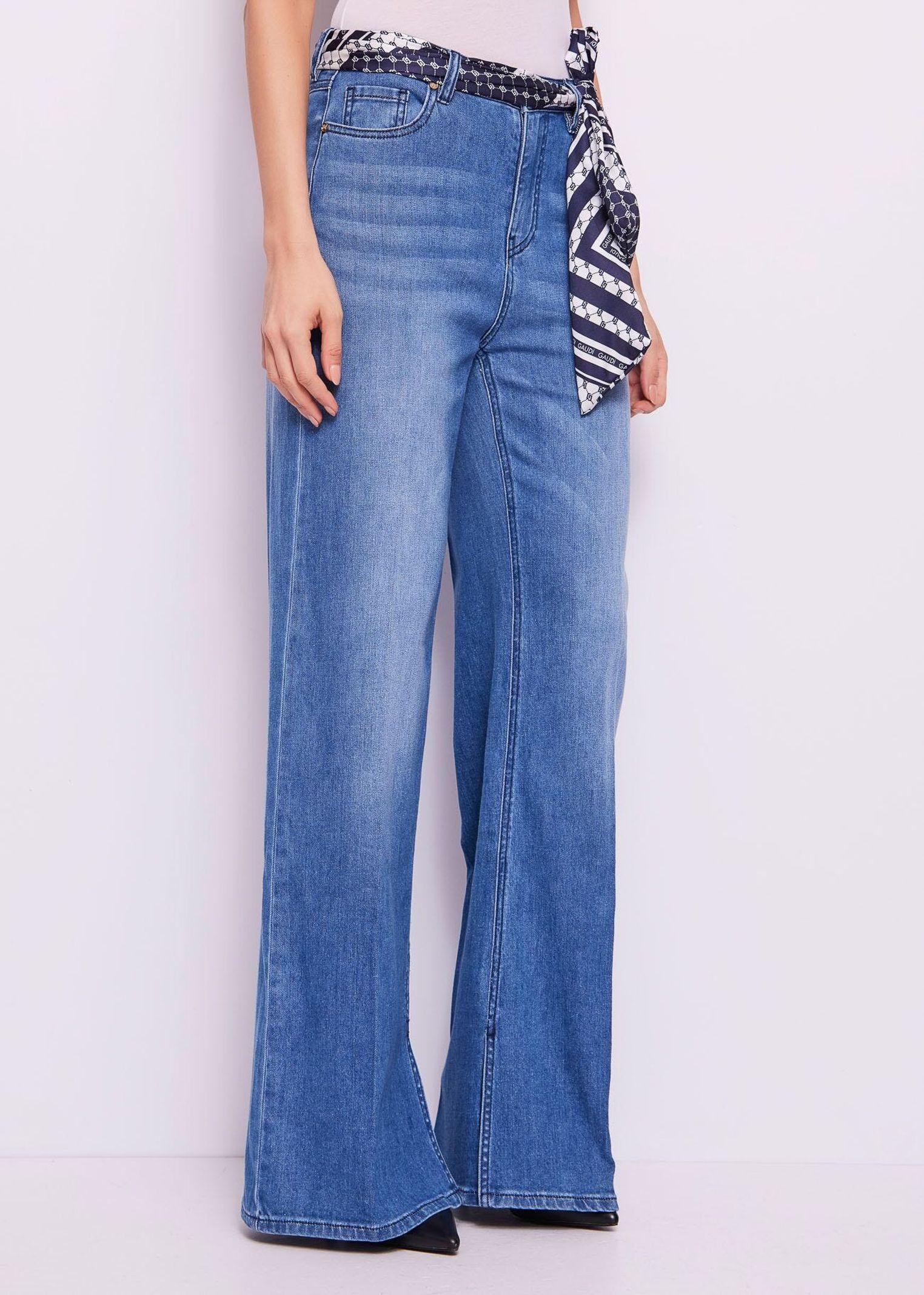 Jeans wide leg con foulard stampato 511BD26009 00 GAUDI'