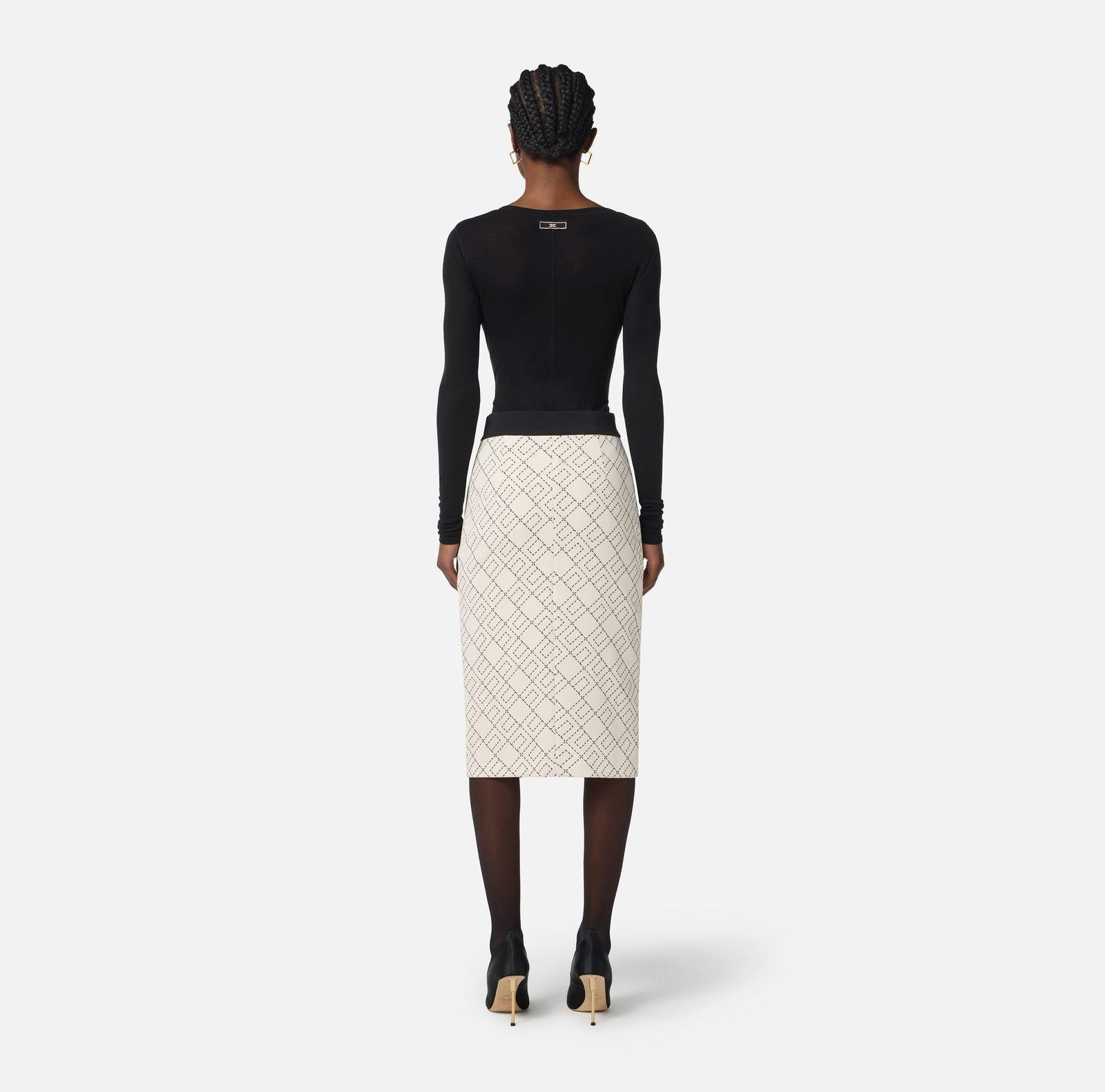 Gonna bi-color in doppio crepe GOS0156E2 EF1 ELISABETTA FRANCHI