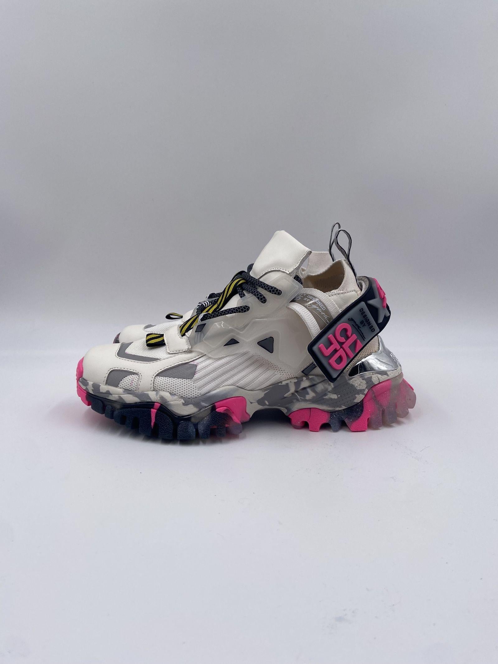 Sneakers bianco grigio e fucsia 033 1050BIANCO CLJD