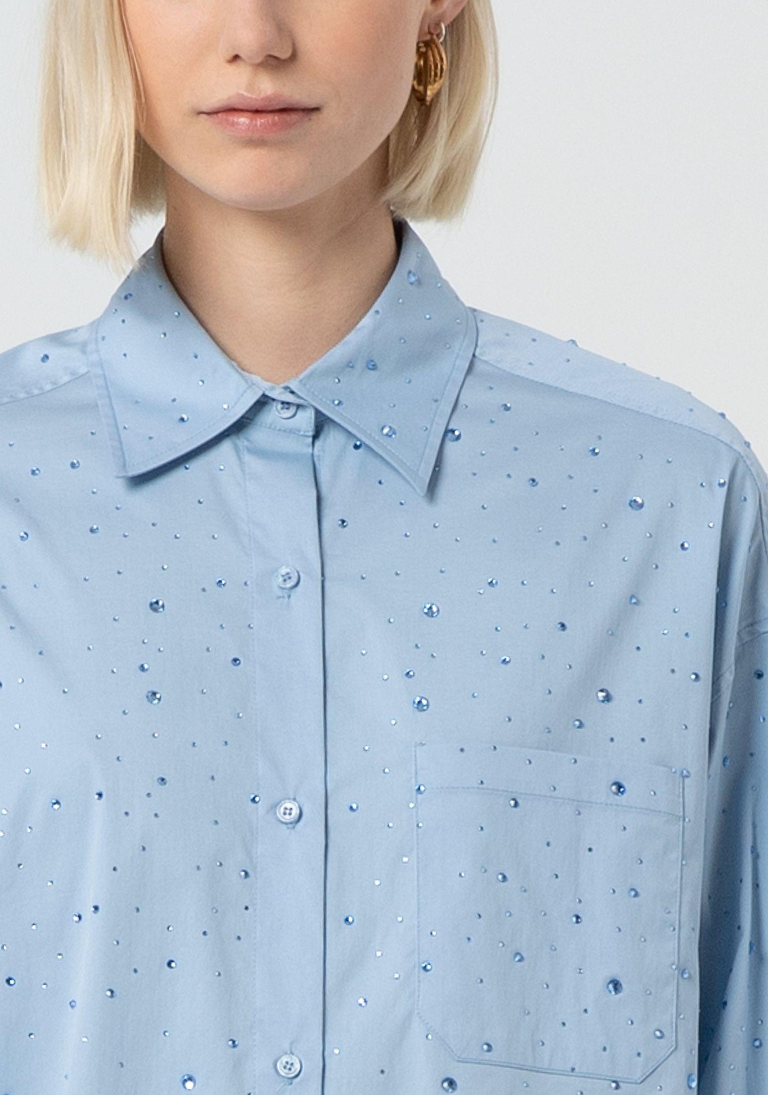 Camicia over in popeline con strass FR25ST6002W52001 252 FRACOMINA