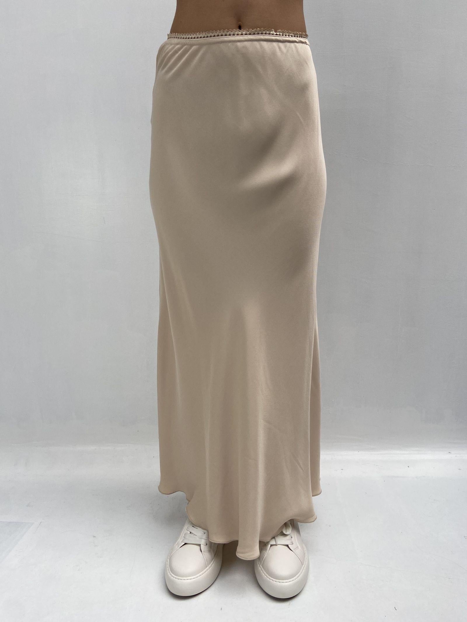 Gonna satinata con passamaneria in vita 887613 CREMA OFELIA