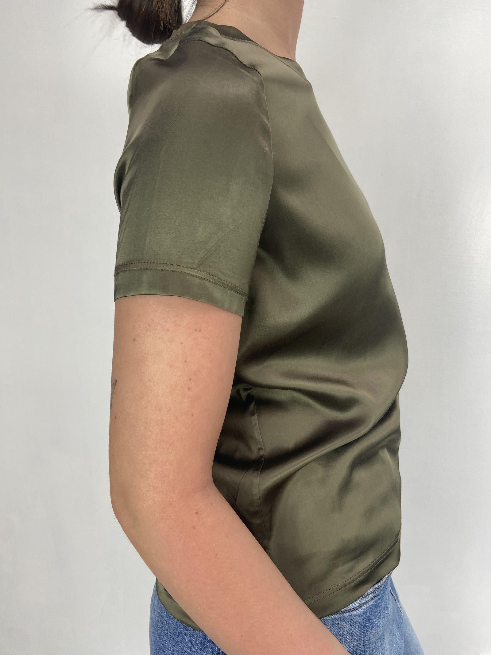T-shirt lucida girocollo MM203633 MILITARE OFELIA
