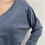T-shirt scollo a V 2831 BLU OFELIA