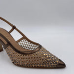 Slingback con dettaglio rete e perline 2528 BRONZO OFELIA