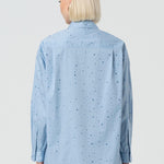 Camicia over in popeline con strass FR25ST6002W52001 252 FRACOMINA