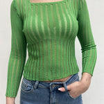 Maglia trasparente maniche lunghe 25002 VERDE OFELIA