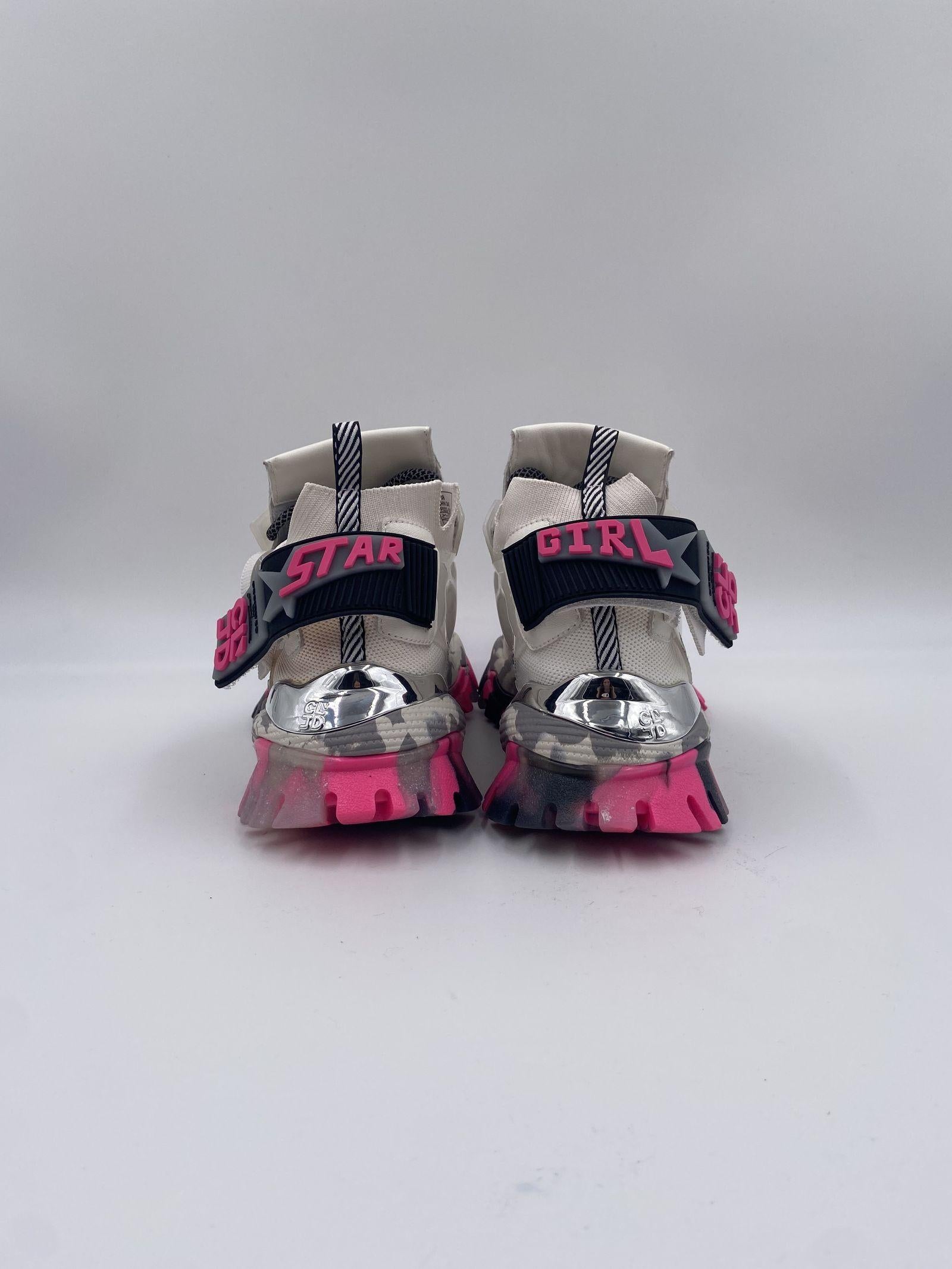 Sneakers bianco grigio e fucsia 033 1050BIANCO CLJD