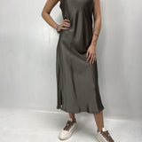 Abito lungo in raso D160 TAUPE OFELIA