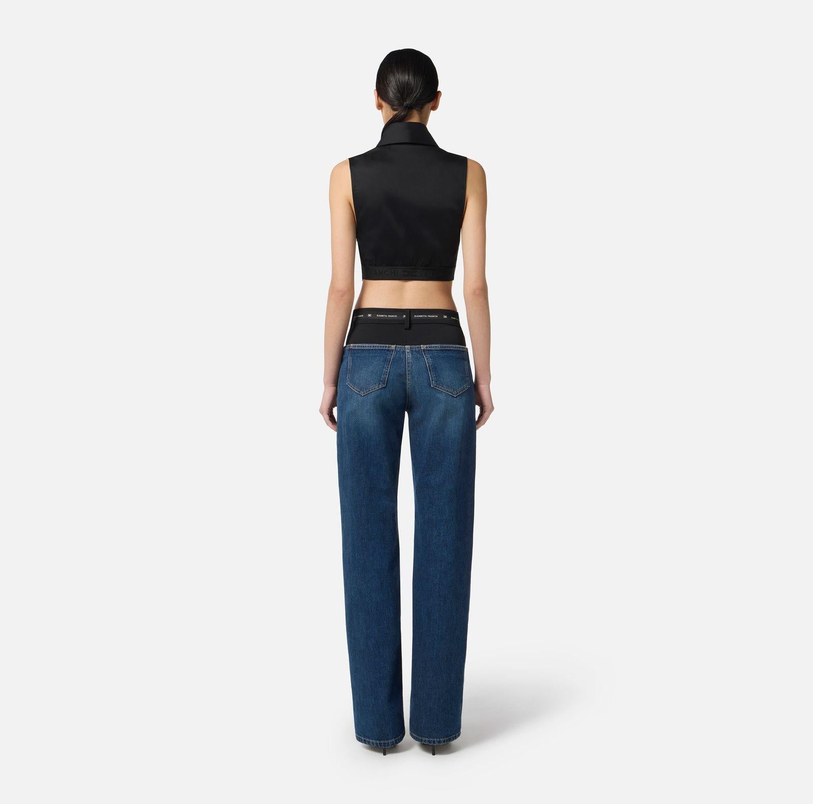 Camicia cropped con papillon CA10556E2 110 ELISABETTA FRANCHI