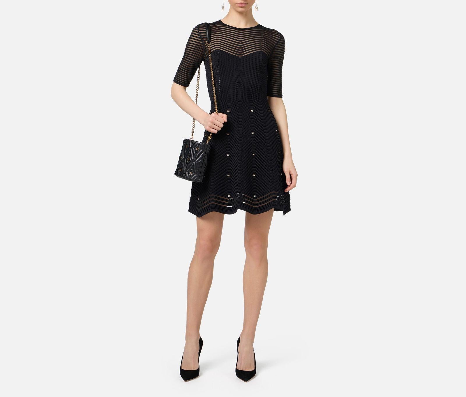 Abito con motivo chevron e borchie AM03B46E2 110 ELISABETTA FRANCHI