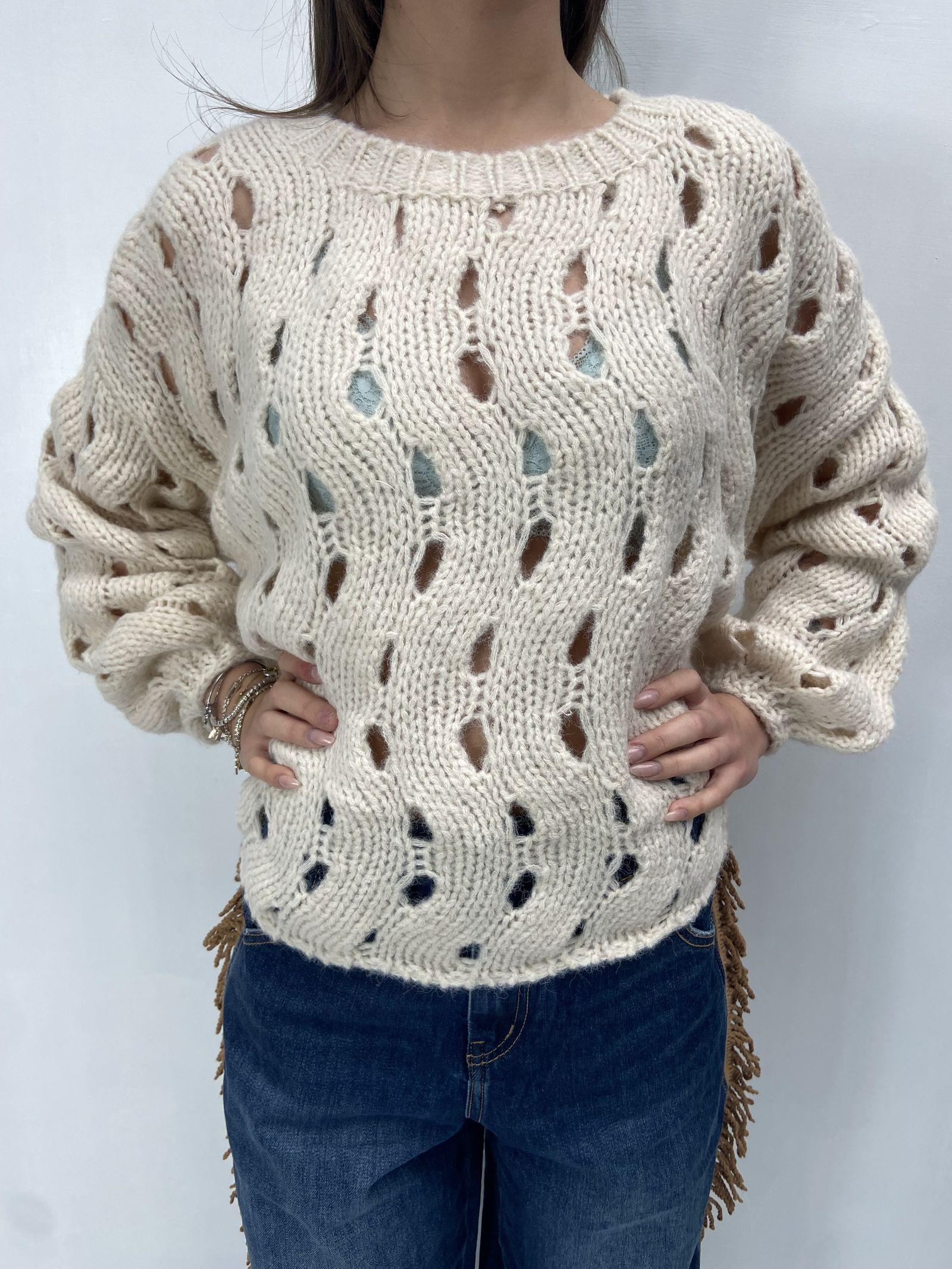 Maglia intrecciata JS376 BEIGE OFELIA