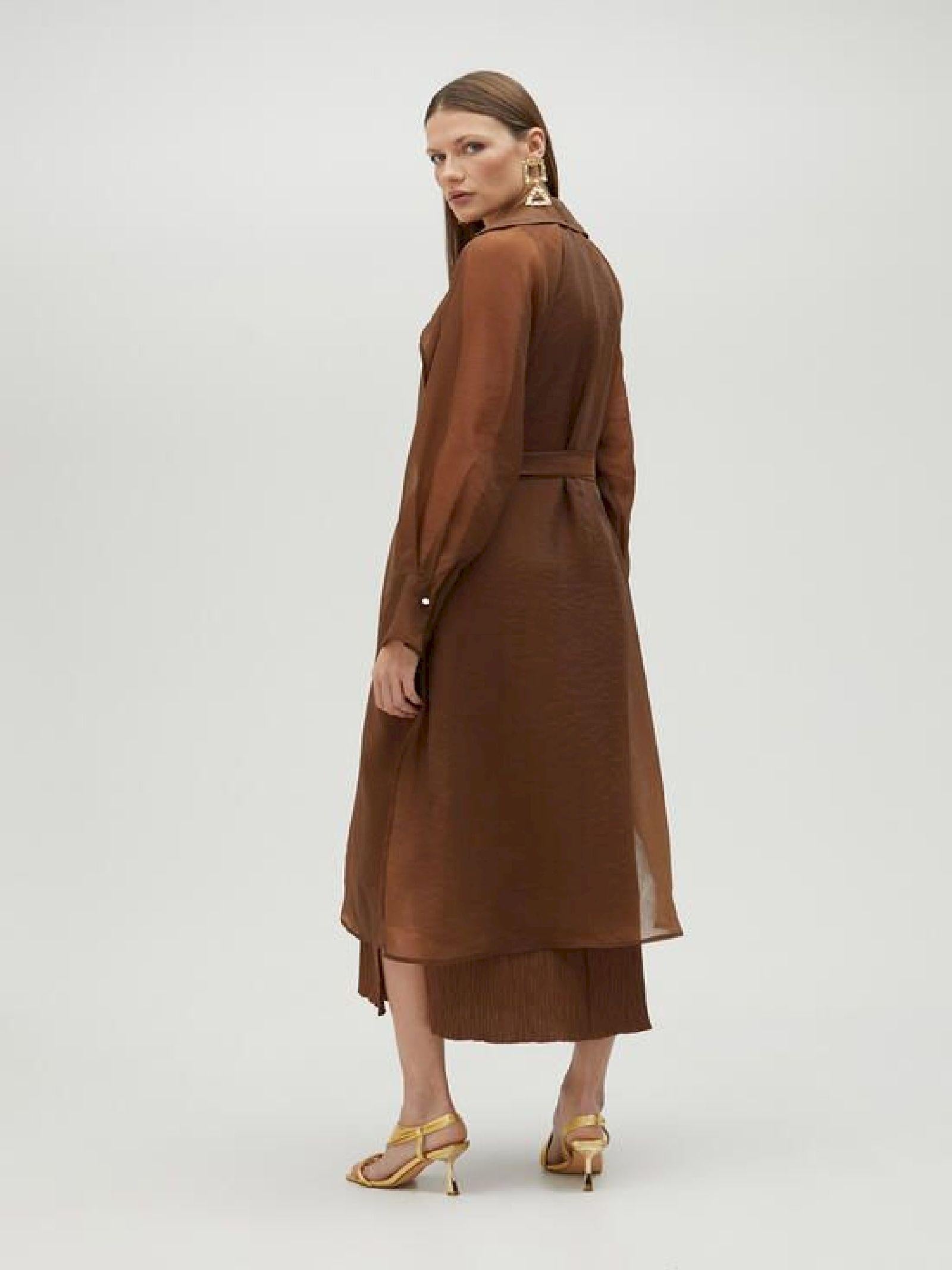 Trench lungo in organza con cintura MS2502018 057 MAITE