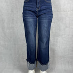 Jeans vita alta e gamba dritta con risvolto 824115JC771 DENIM OFELIA