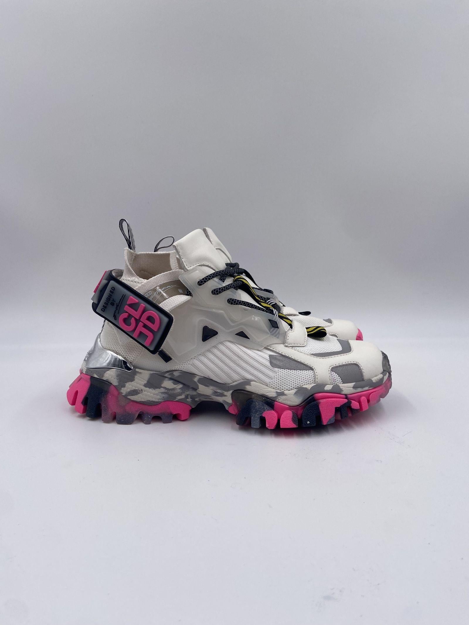 Sneakers bianco grigio e fucsia 033 1050BIANCO CLJD