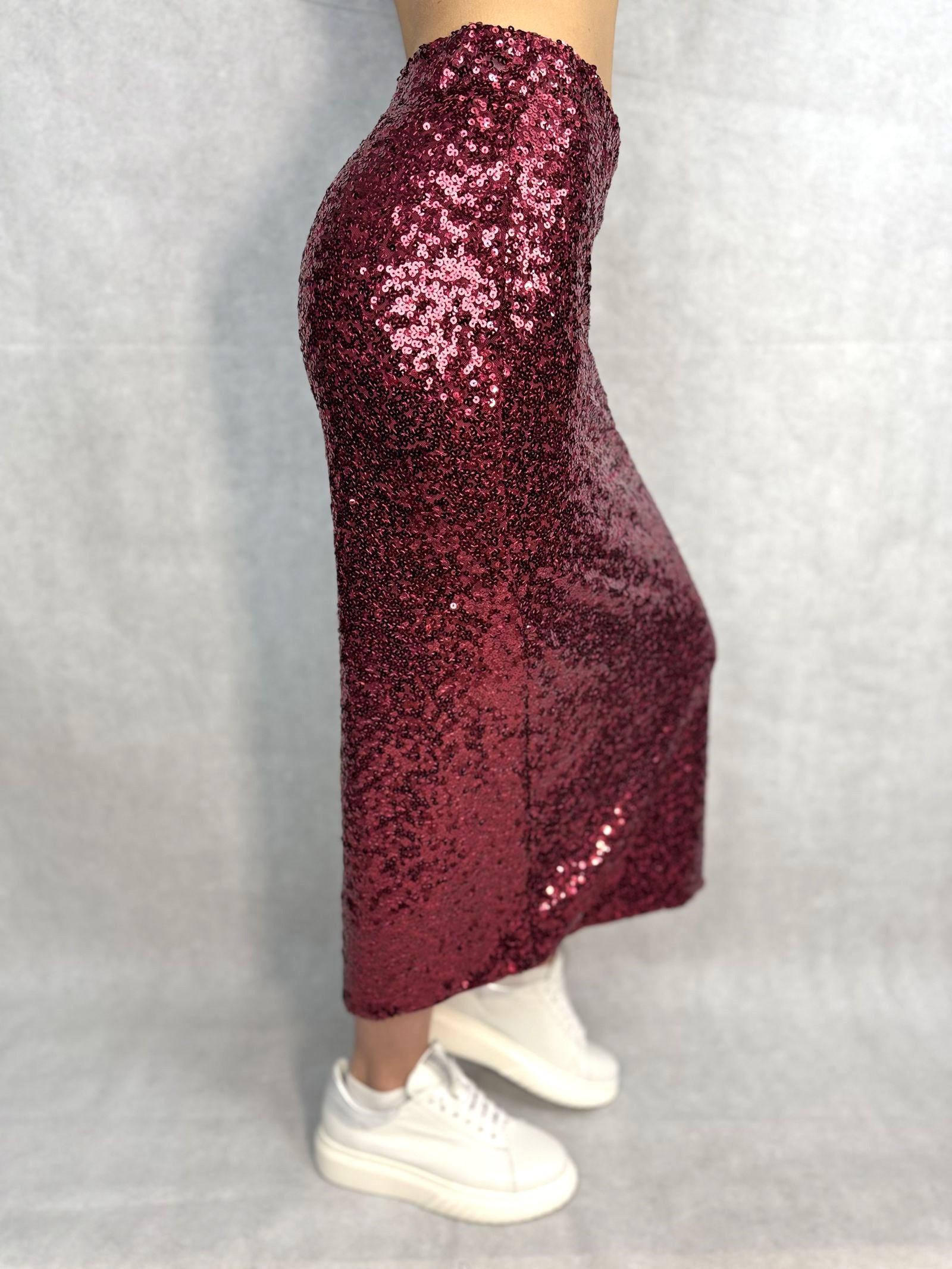 Gonna midi con paillettes MK14E-150 ROSSO OFELIA