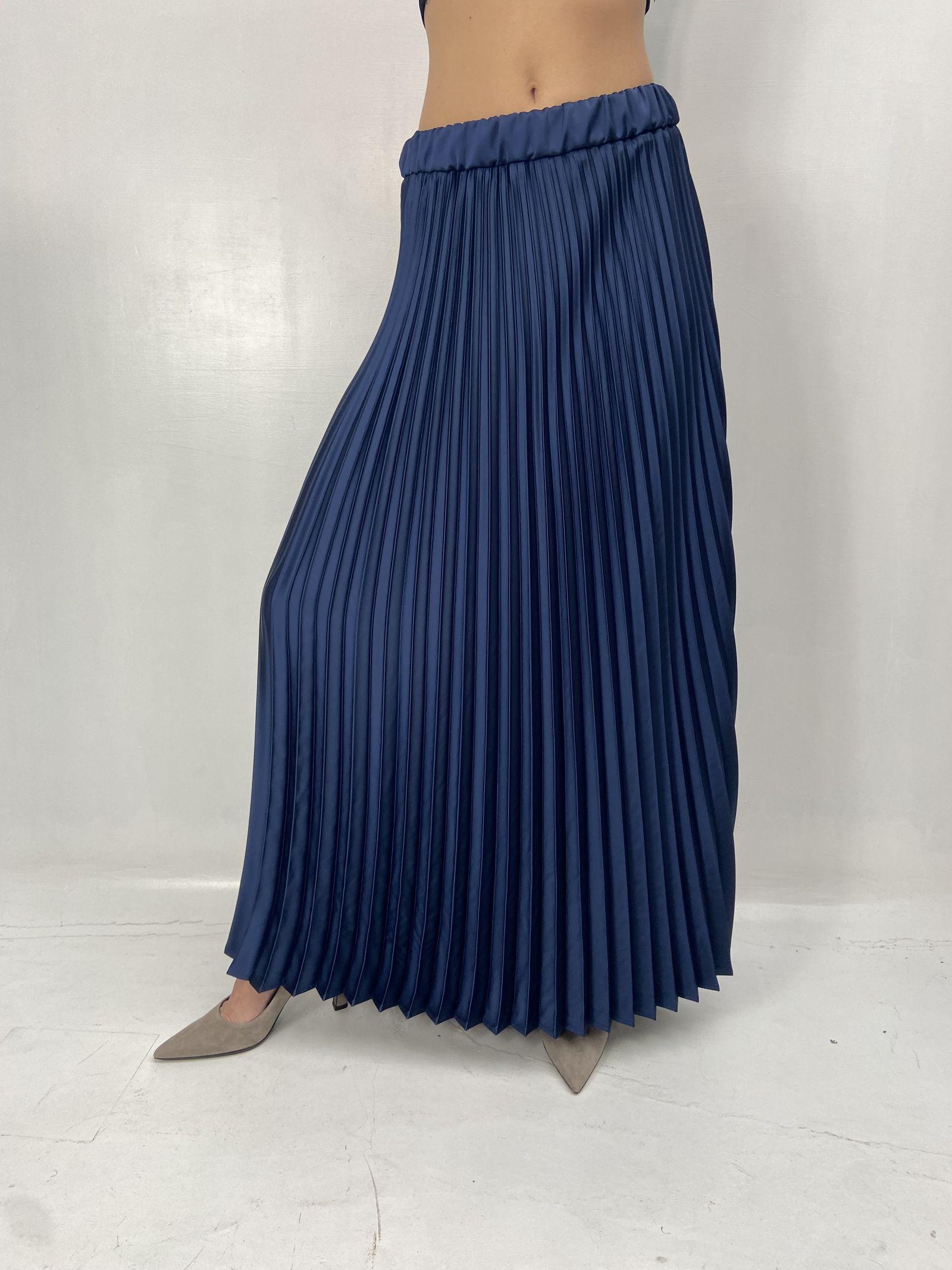 Gonna in raso plissè SK1183 BLU OFELIA