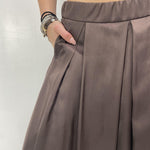 Gonna in raso con pieghe SK1027 MORO OFELIA