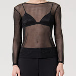 Top maniche lunghe in georgette con strass FQ24WT1001 W749J9053 FRACOMINA