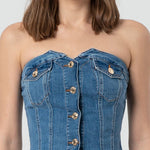 Bustier slim fit in denim FP25SJ5020D46002 258 FRACOMINA