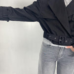 Giacca trench doppio petto B9603 NERO OFELIA