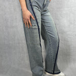 Jeans vita con tascone sulla gamba YW1128 DENIM OFELIA