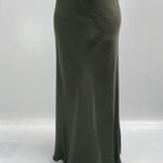 Gonna satinata con passamaneria in vita 887613 VERDE OFELIA