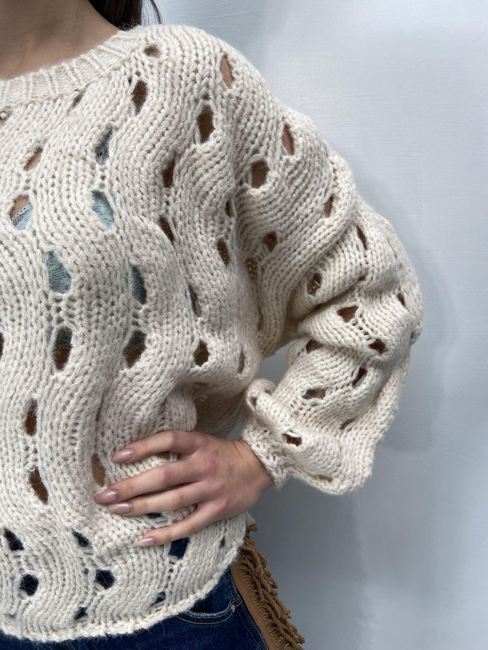 Maglia intrecciata JS376 BEIGE OFELIA