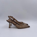 Slingback con dettaglio rete e perline 2528 BRONZO OFELIA