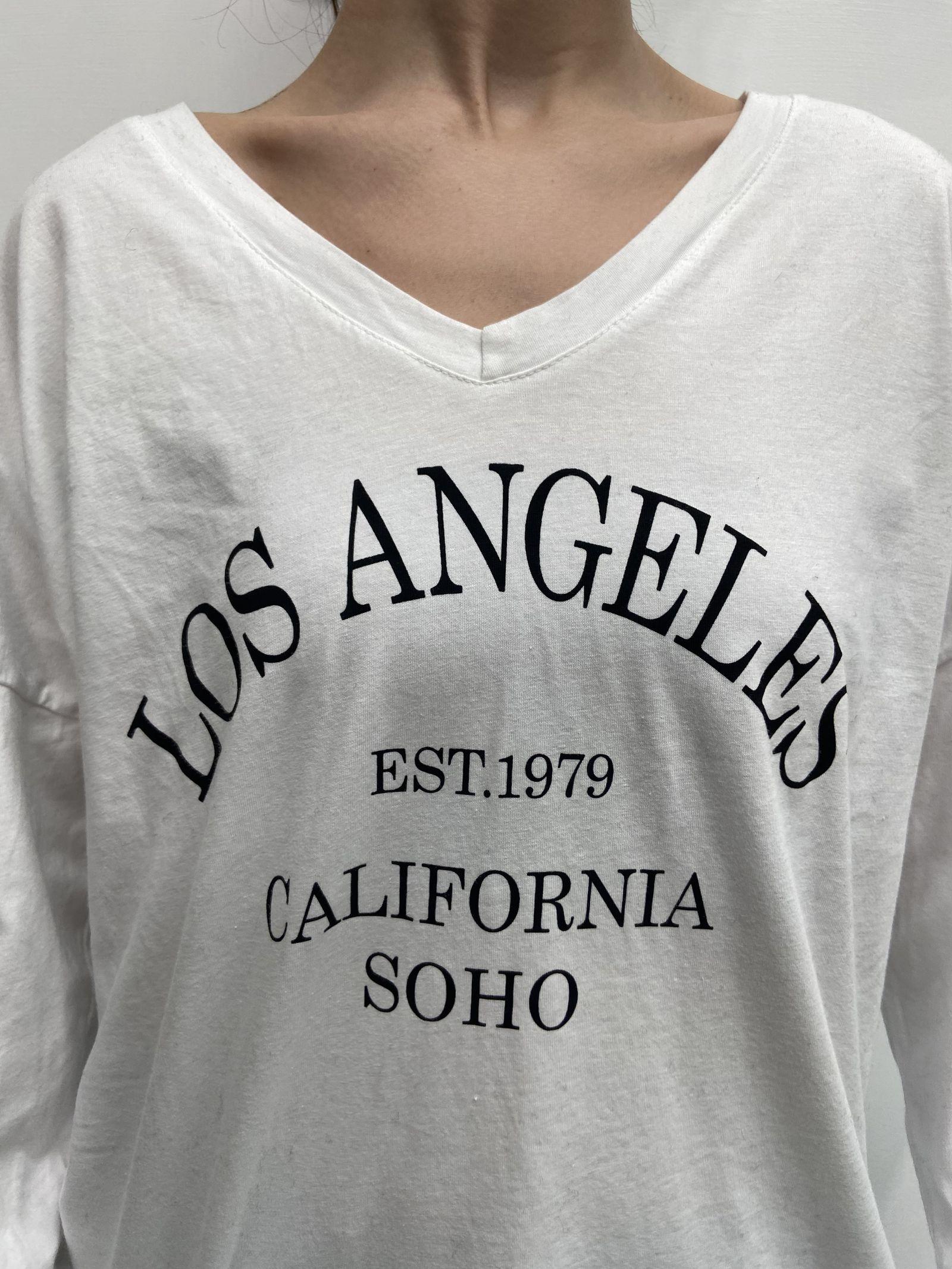 T-shirt stampa Los Angeles 2831LOSANGELES BIANCONERO OFELIA