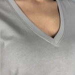T-shirt basica scollo a V L5560 GRIGIO OFELIA