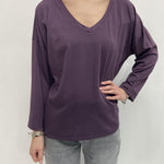T-shirt scollo a V 2831 VIOLA OFELIA