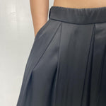 Gonna in raso con pieghe SK1027 NERO OFELIA