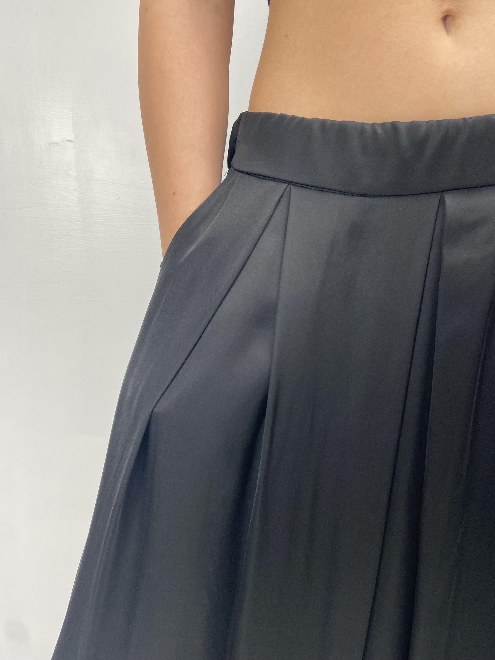 Gonna in raso con pieghe SK1027 NERO OFELIA