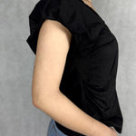 T- shirt scollo a V con manica a sbuffo OY6199 NERO OFELIA