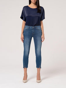 Jeans slim cropped con lavaggio medio