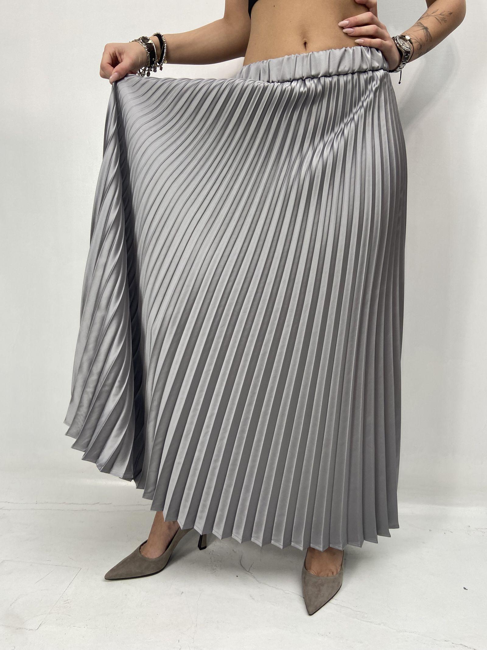 Gonna in raso plissè SK1183 GRIGIO OFELIA