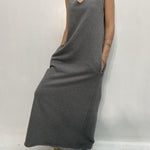 Abito lungo scollo a V D1187 GRIGIO OFELIA