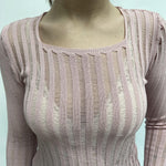 Maglia trasparente maniche lunghe 25002 ROSA OFELIA