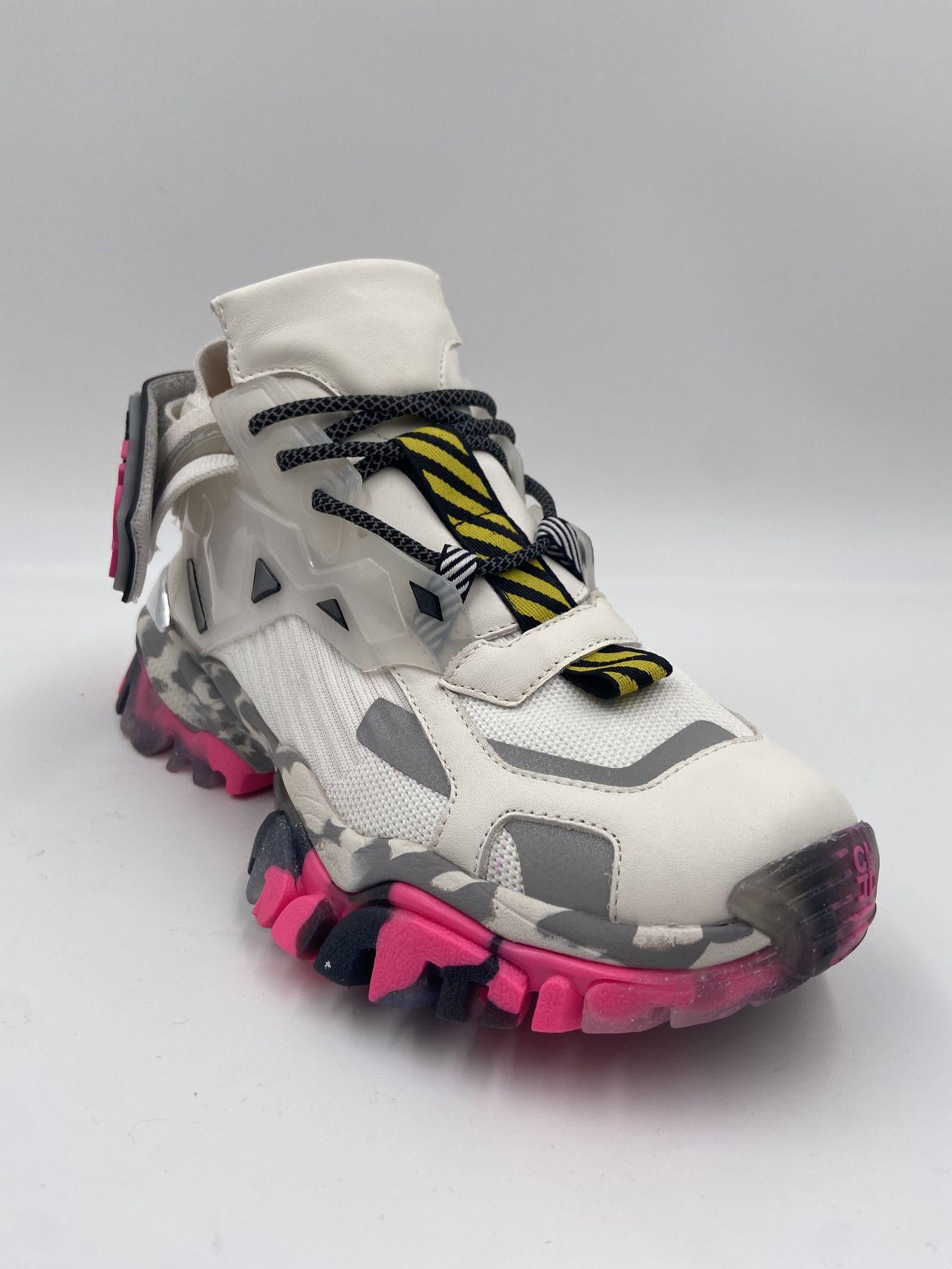 Sneakers bianco grigio e fucsia 033 1050BIANCO CLJD