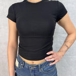 T- shirt girocollo maniche corte LC240321 NERO OFELIA