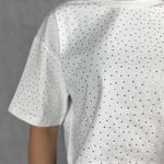 T- shirt corta girocollo con strass LC240341 BIANCO OFELIA