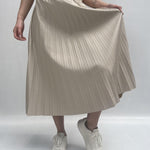 Gonna plissè effetto pelle MK92596 PANNA OFELIA