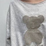 Felpa con orsetto A1287 GRIGIO OFELIA