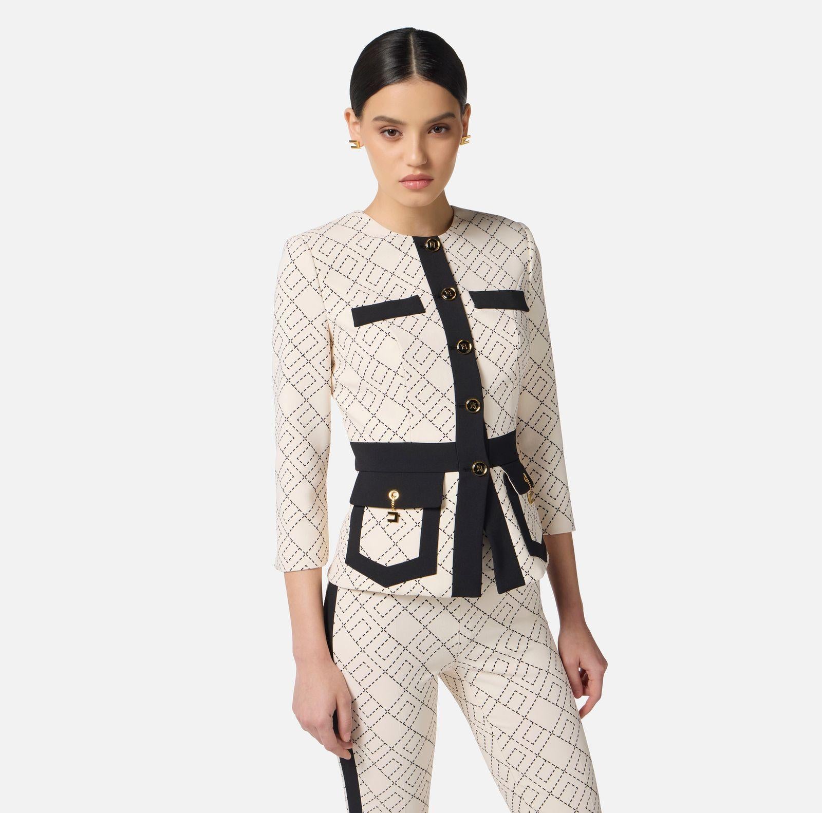 Giacca bicolor in doppio crepe GIS0156E2 EF1 ELISABETTA FRANCHI