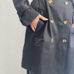 Trench doppio petto con cintura 333 NERO OFELIA