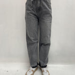 Jeans mom fit con coulisse LAF264 GRIGIO OFELIA