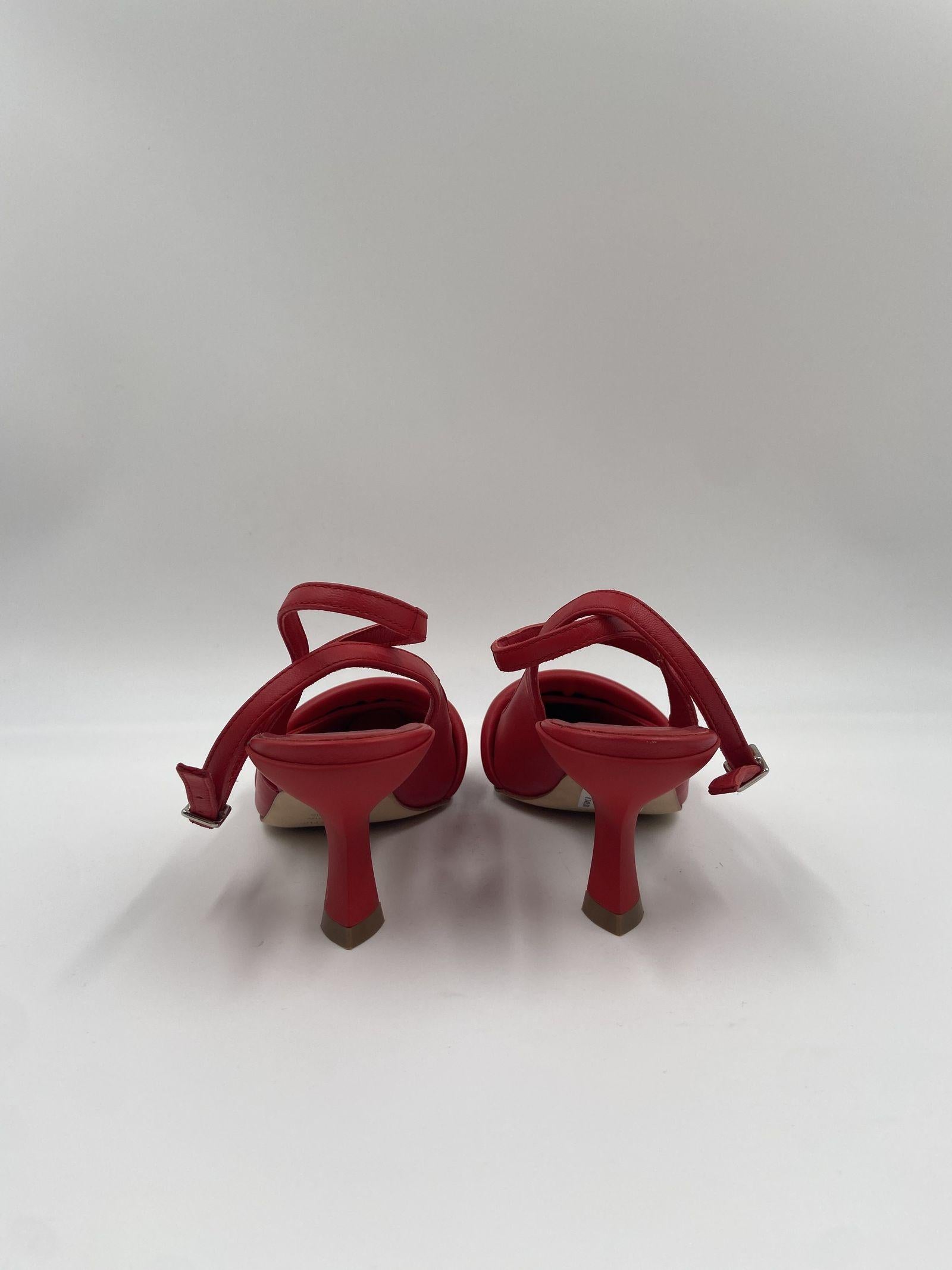 Sandalo slingback in pelle 1A4102D ROSSO VIC MATIE'