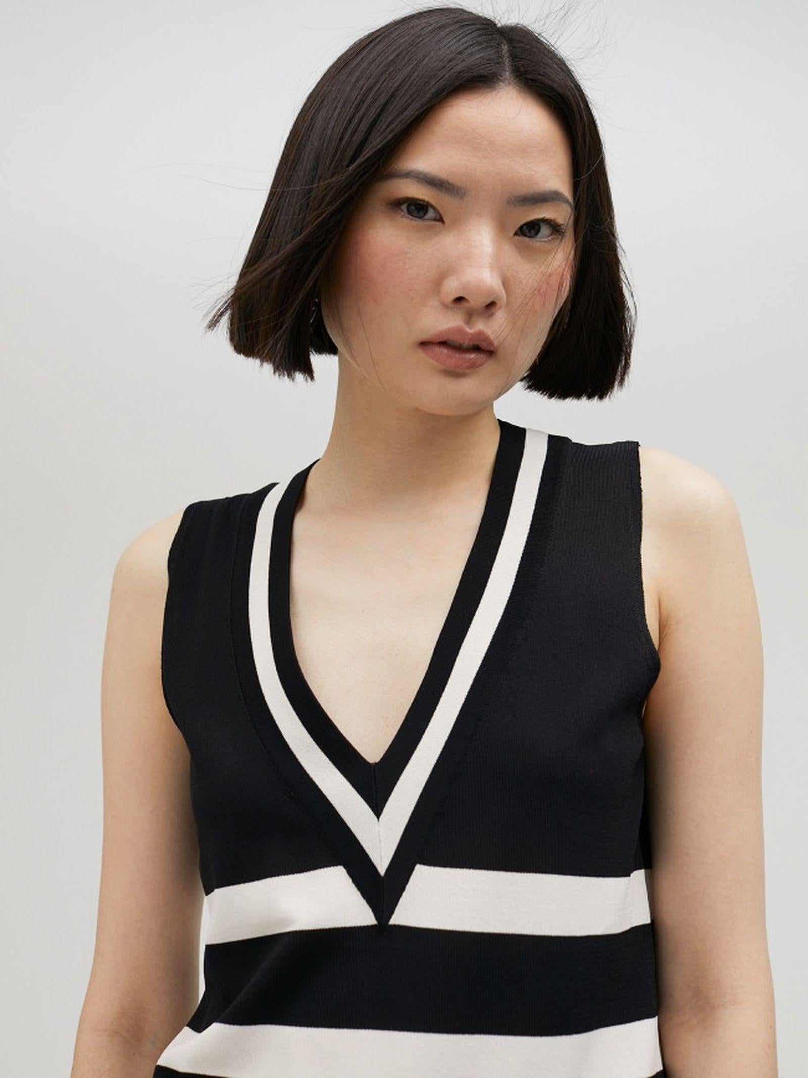 Top in maglia bicolore LS2515057 1NB LOLA