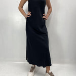 Abito lungo in raso D160 NERO OFELIA